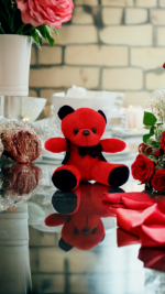 عروسک خرس قرمز لباس دار